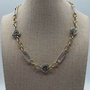 Gold and Silver Heart Link Necklace - Women's Jewelry